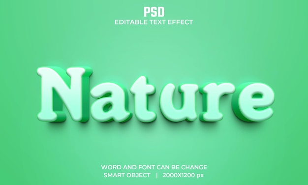 Nature green 3d editable text effect Premium PSD mockup with background