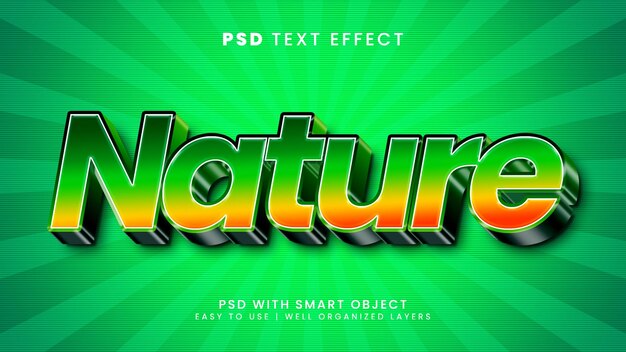 Nature leaf green 3d editable text effect style template