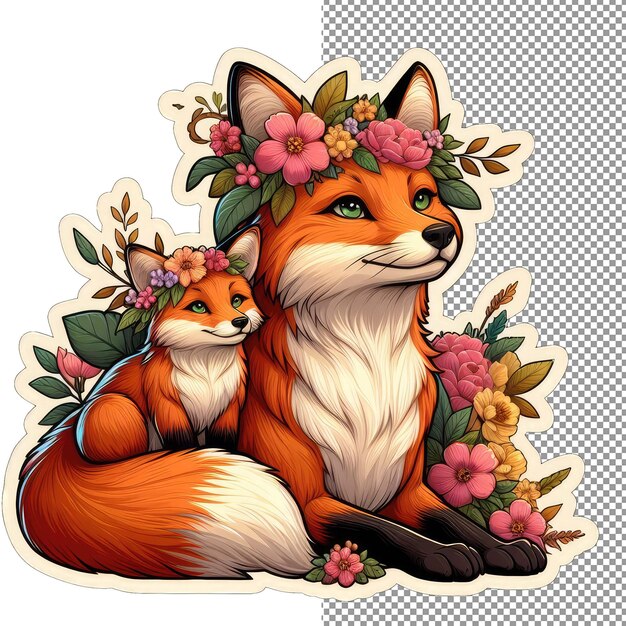 Nature's Embrace Animal Motherhood Among Flowers Sticker