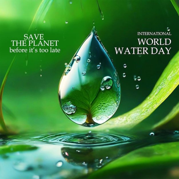 A nature in water drop with ecology and water day background