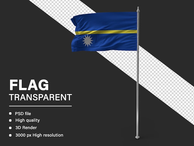 Nauru flag in realistic 3d render on transparent background