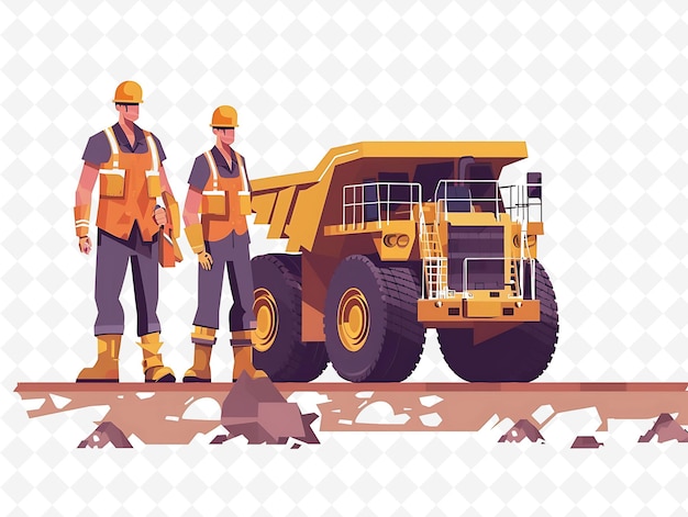 PSD nauruan phosphate miners working in the mines design is indu illustration cutural landscape view