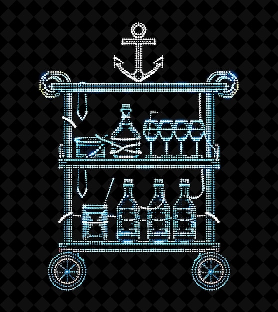 PSD nautical style bar carts 8 bit pixel with anchor designs and png unique y2k design collection