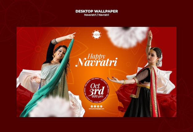 PSD navaratri wallpaper template design