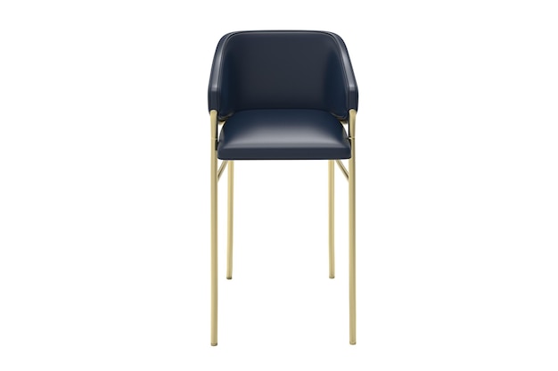 navy blue leather luxury and modern bar stool chair isolated on white background