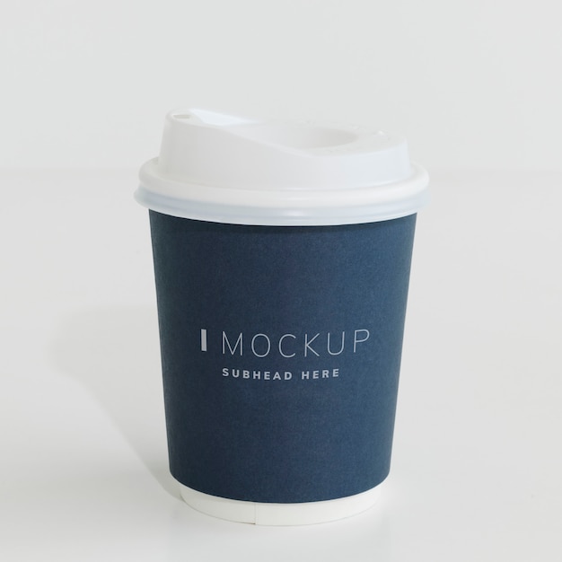 Navy blue paper coffee cup mockup