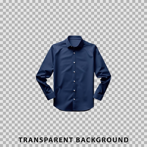 navy long sleeve shirt mockup isolated on transparent background