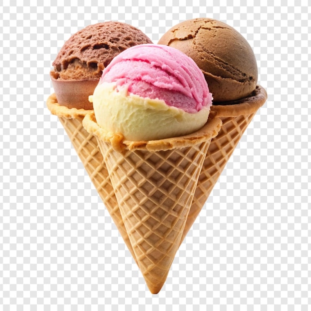 PSD neapolitan ice cream isolated on transparent background