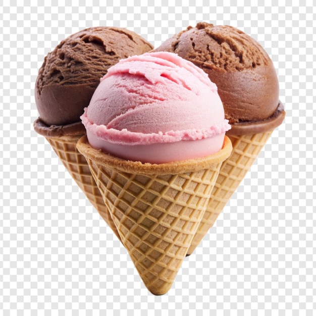 PSD neapolitan ice cream isolated on transparent background