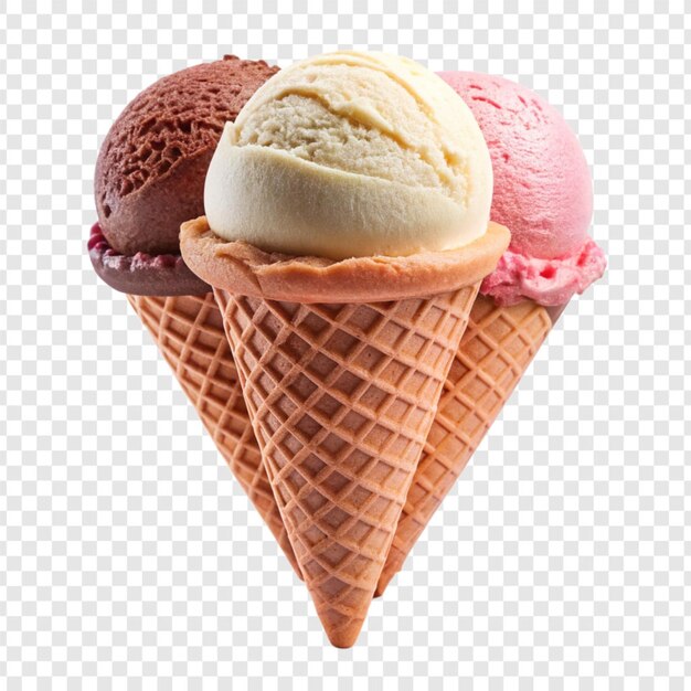 PSD neapolitan ice cream isolated on transparent background