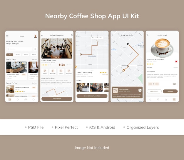 Nearby Coffee Shop App UI Kit