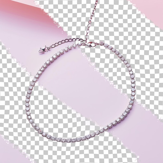 PSD a necklace is on a piece of paper with a pink and purple background