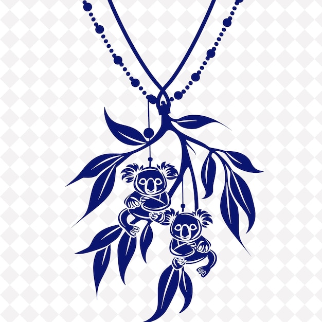 PSD a necklace with blue flowers on a white background