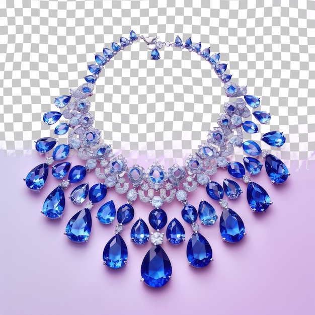 PSD a necklace with blue sapphires on a white background