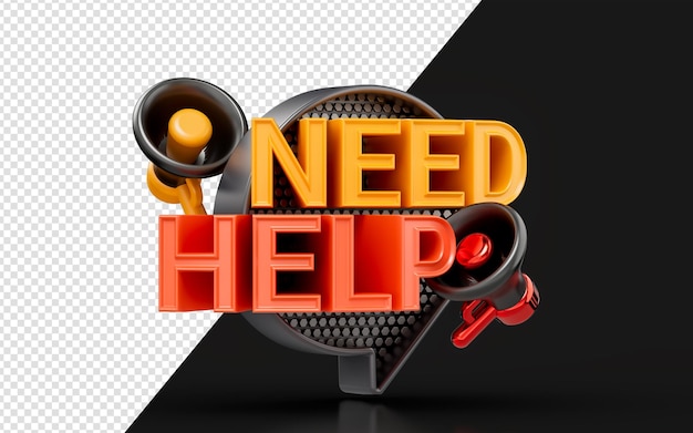 need help banner template with megaphone on dark background 3d render concept for customer service