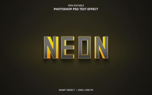 Neon 3d editable psd text effect