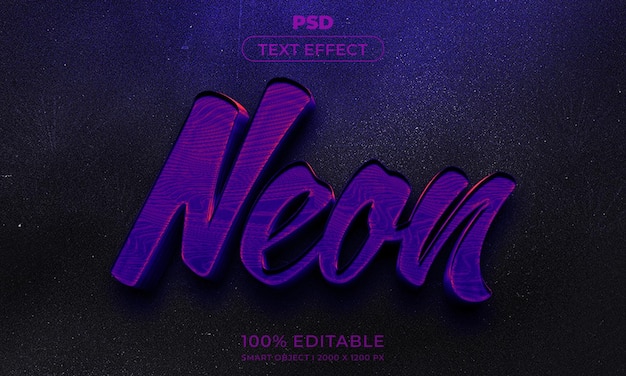 Neon 3d editable text effect style with background