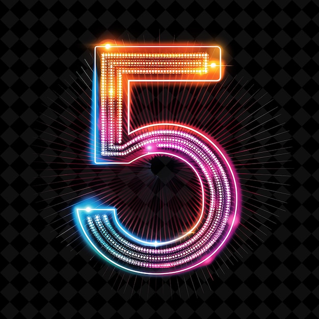 Neon Alphabet and Numbers PNG Collection Glowing Typography Design Element for Modern Graphic Art