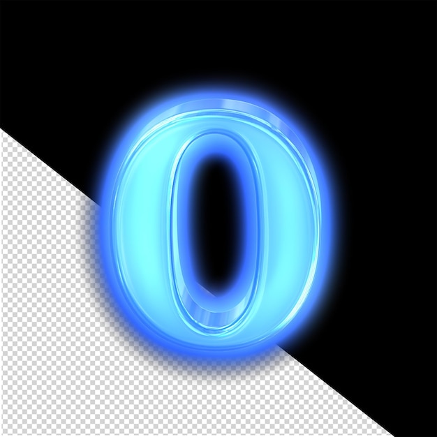 The neon blue symbol letter o