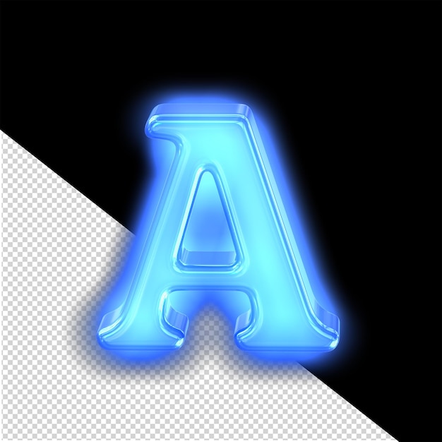 The neon blue symbol letter a