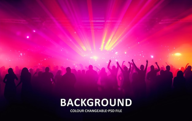 PSD neon dance party crowd background