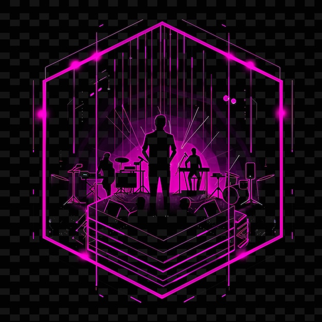 Neon Echo Effect With a Candidate at a Soundcheck Landscape Neon Line Art Landscape Background