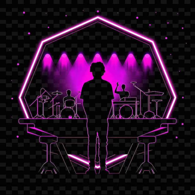 Neon Echo Effect With a Candidate at a Soundcheck Landscape Neon Line Art Landscape Background