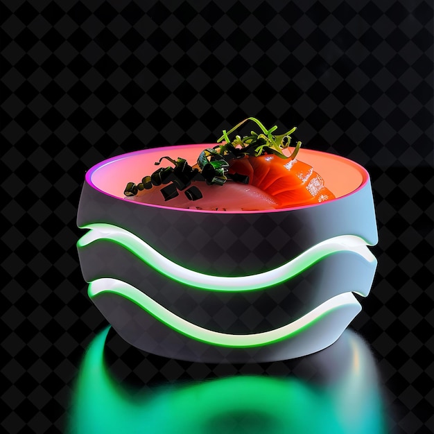 PSD neon geometric shapes hokkaido style scallop bowls in a mini png neon food decor y2k collection