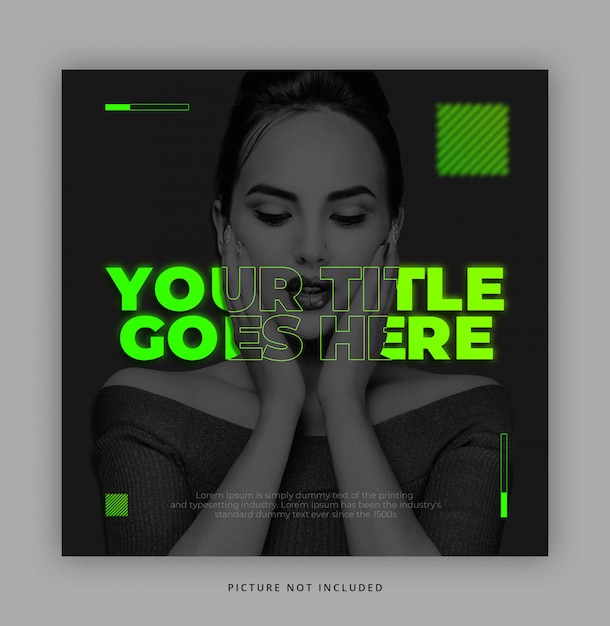 PSD neon glow in the dark  instagram social media template with text effect