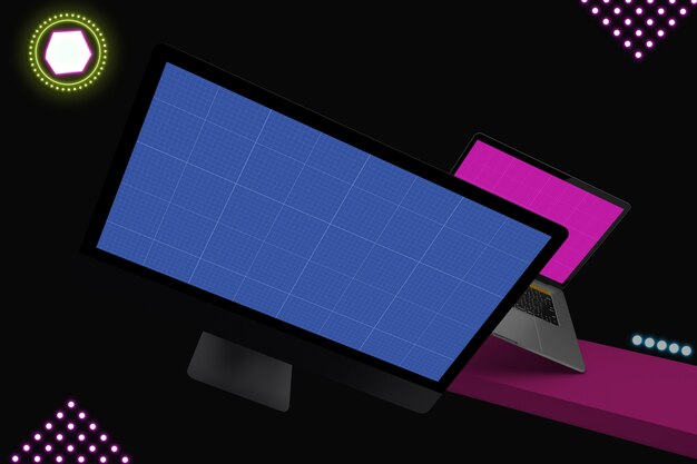 Neon Laptop & computer Mockup