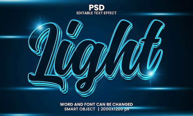 PSD neon light 3d editable photoshop text effect style with background