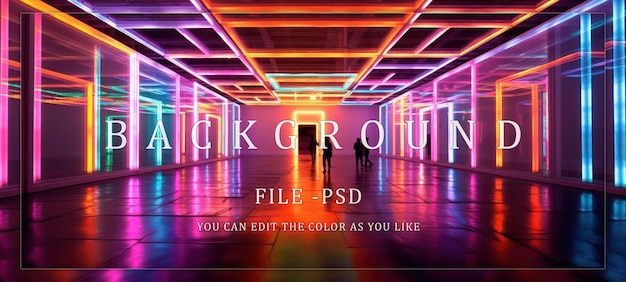 PSD neon light installation in a gallery space