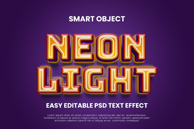 NEON LIGHT PSD SMART OBJECT TEXT EFFECT