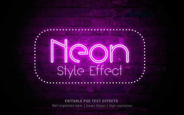 Neon light style editable text effect