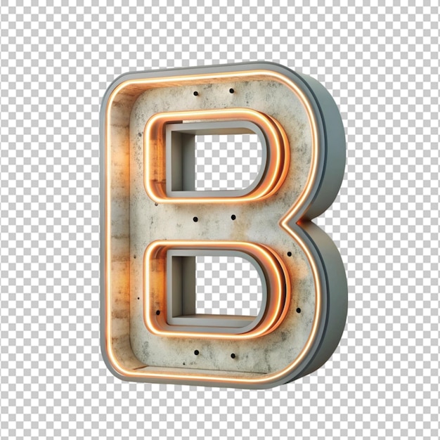 PSD neon light text alphabet b