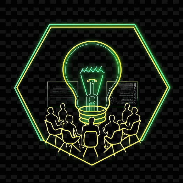 Neon Lightbulb Effect With a Candidate at a Brainstorming Se Neon Line Art Landscape Background