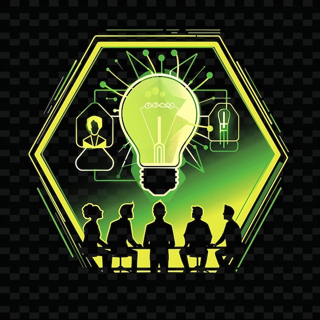 Neon Lightbulb Effect With a Candidate at a Brainstorming Se Neon Line Art Landscape Background