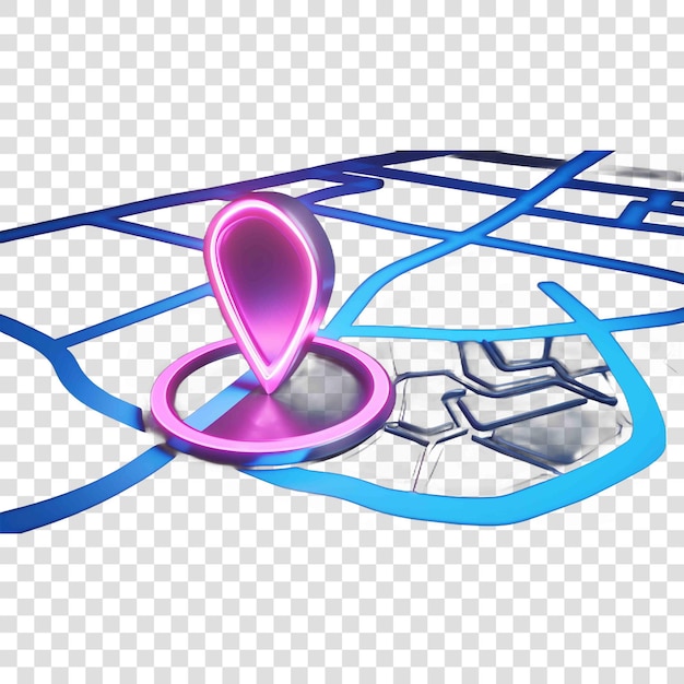 PSD neon location map 3don transparent background