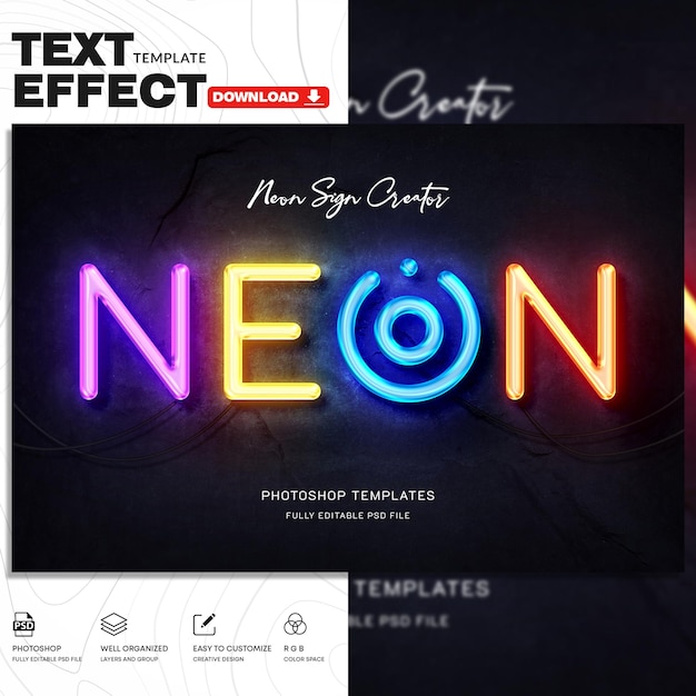 Neon Logo Creator PSD Template