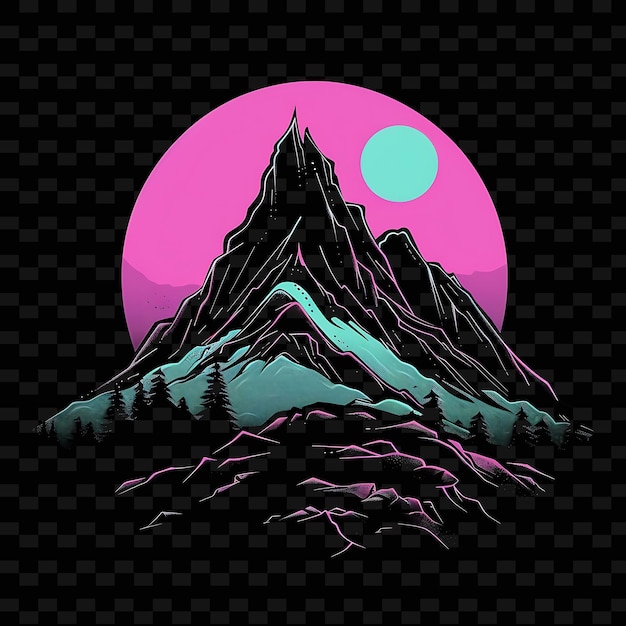 Neon Mountain Effect With a Candidate at a Mountain Scene La Neon Line Art Landscape Background