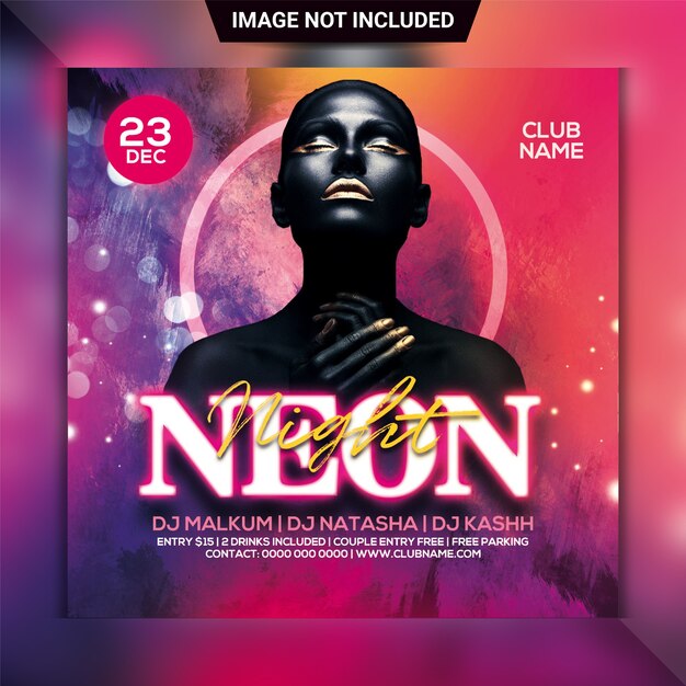 Neon Night party flyer template