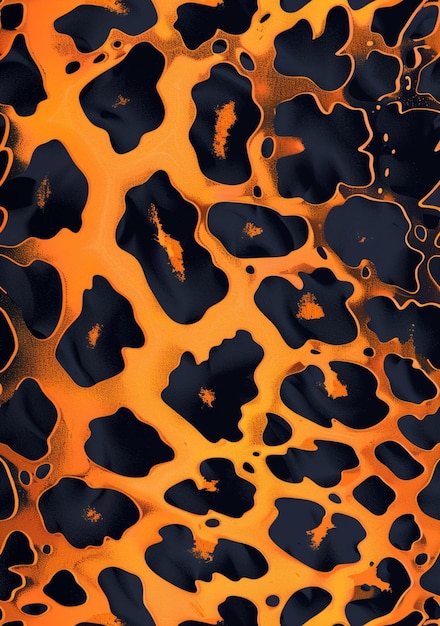 PSD neon orange and black digital illustration pattern cheetah print design 1