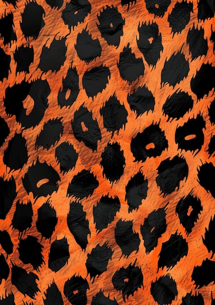 PSD neon orange and black digital illustration pattern cheetah print design