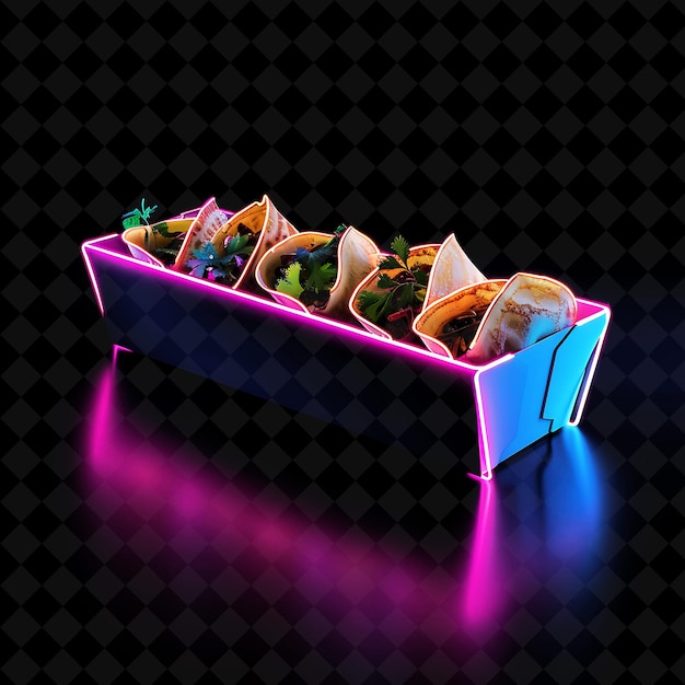 PSD neon retro futurist lines jianbing crepes in a branded recyc png neon food decor y2k collection