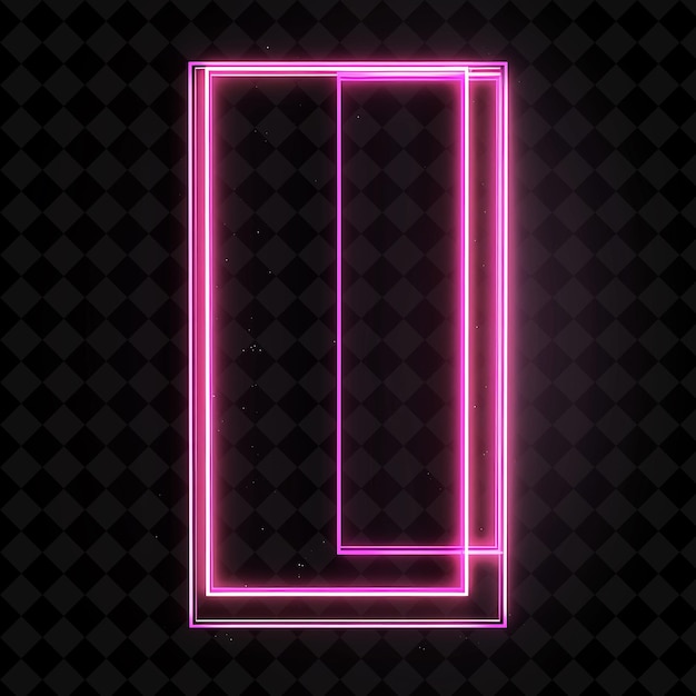 PSD neon sign on a black background with a pink frame