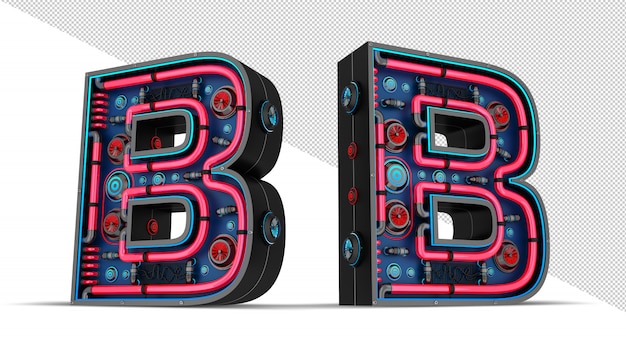 Neon sign in letter B shape