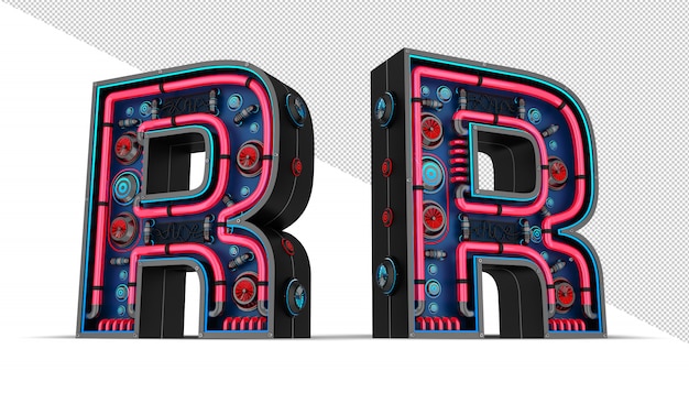 Neon sign in letter R shape