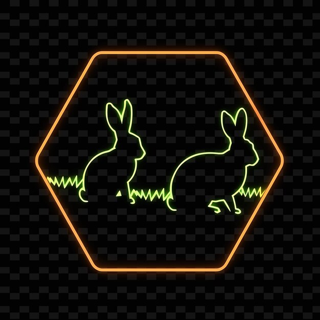 PSD neon sign for the rabbit on a black background