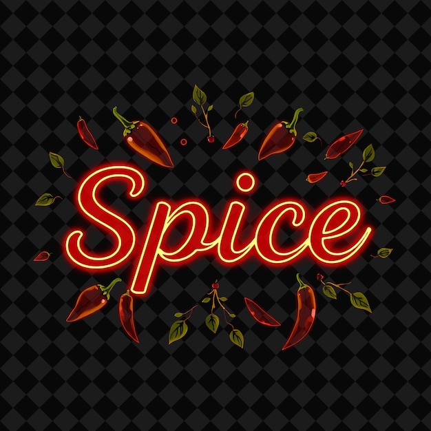 PSD a neon sign for spice is displayed on a black background