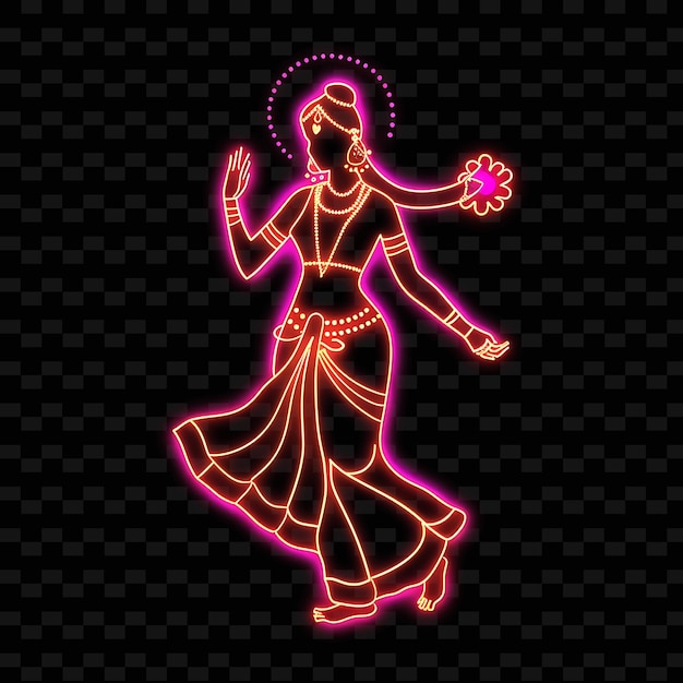 PSD a neon sign of a woman with a ring of light on her head